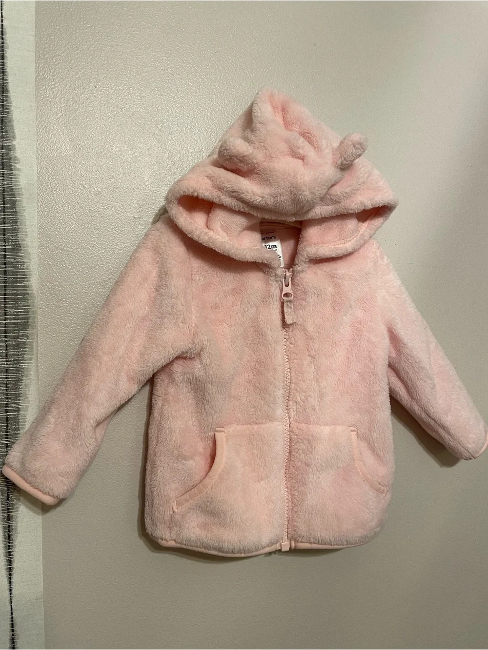 Carter's Light Pink Plush Hooded Baby Jacket with Ears